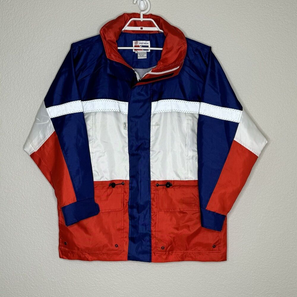 Vintage AST Sportswear Windbreaker Ski Jacket Red Blue Color Block Mens Large